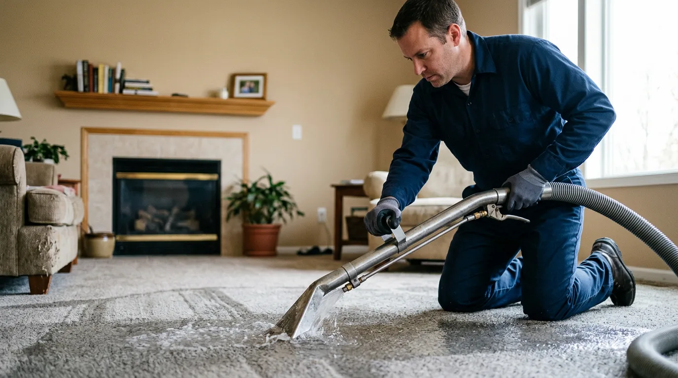 Water damage restoration technician working near Bradford, OH
